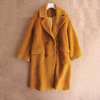 2020女装羊毛大衣纯色大气长袖，西装领双排扣保暖大衣y4-01