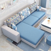 组合三人沙发客厅布转角(布，转角)小户沙发位型现代可家具，艺整装t拆洗布简