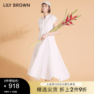 LILY BROWN春夏款 黑白简约圆领无袖百褶连衣裙LWFO222044