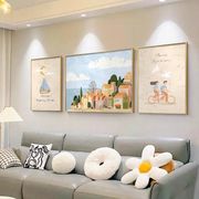 北欧客厅装饰画美景现代简约风景沙发轻奢挂画肌理感小清新三联画