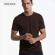 2017格雷布克斯男正常版短袖T恤莱卡圆领纯色无标-咖啡色