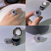 人造紫水晶戒指小众设计感时尚百搭气质款