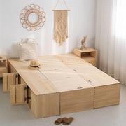 木箱储物箱收纳箱可坐凳多功能实木箱子拼床榻榻米盒子储物床木质