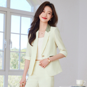 高级感修身设计感七分袖小西装外套女春夏季韩版女神范西装套裤潮