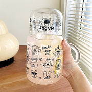 大容量高硼硅玻璃杯创意卡通水杯女带盖带把手一人饮牛奶果汁杯子