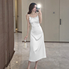 吊带连衣裙2024女夏季法式温柔清冷白色系(白色系，)穿搭性感包臀修身裙