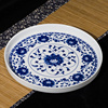 茶盘陶瓷实用简约大号茶海小圆喝茶盘加单层双层青花瓷中式釉下彩