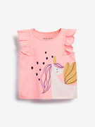 夏季纯棉短袖T恤粉色波点女童儿童装8背心上衣薄圆领可爱宝宝