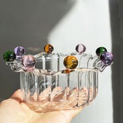 创意仙女碗高硼硅玻璃，碗彩色水果盘甜品，碗沙拉碗珠点碗ins风