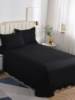 纯色床单单件双人被单，荷叶边磨毛三件套黑色，1.5米1.8米2米加大款