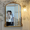 法式浴室镜复古雕花梳妆镜，卫生间浴室镜壁挂化妆镜，led灯防雾镜子