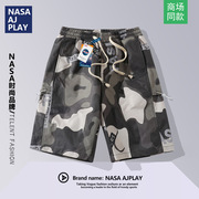 NASA迷彩短裤男夏季潮流设计感小众痞帅气五分凉感沙滩大裤衩
