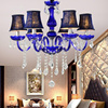 欧式彩色水晶灯客厅卧室灯，地中海蓝色吊灯，网咖酒店服装店装饰灯具