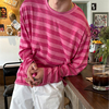 MRDONG韩国男装慵懒风轻薄棉质纹理感条纹防晒衫阔版长袖T恤