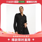 香港直邮潮奢tall女士设计长筒牛仔迷你连腰带连衣裙(黑色)