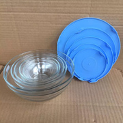 玻璃烹调碗五件套装耐热玻璃保鲜碗带盖饭盒沙拉碗微波圆