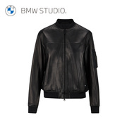 bmwstudio宝马女装皮衣外套，女短款显瘦黑色皮夹克wm9u001nzs036