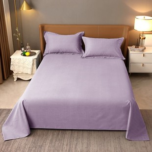 2023简约素色加厚全棉32支磨毛单品床单浅紫色纯棉暖感被