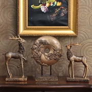 欧式美式复古情侣鹿摆件三k件套客厅电视酒柜玄关装饰品结婚礼物