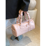 芭蕾风蝴蝶结包包女大容量手提包2024粉色通勤斜挎包波士顿包