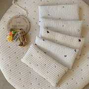 韩国高密度绗缝棉透气网状抗菌新生儿宝宝防扁头枕头可爱刺绣