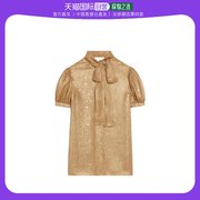 香港直邮Celine 真丝泡泡袖短袖衬衫 2B623322M.