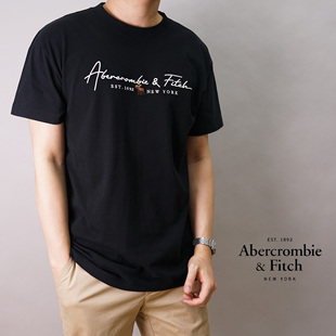 美国abercrombiefitch男士af夏季刺绣，宽松柔软全棉，圆领短袖t恤