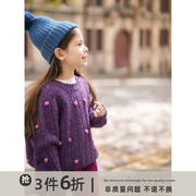 史豌豆童装女童毛衣2023秋冬洋气时髦针织衫儿童长袖圆领上衣