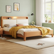 全实木床双人床主卧软包1.8家用出租房，储物1.5米大床1.2m单人床架