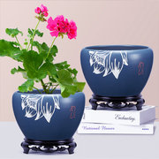 2023花盆陶瓷同尺寸两个套装春节装饰花盘透气兰花沙漠玫瑰盆