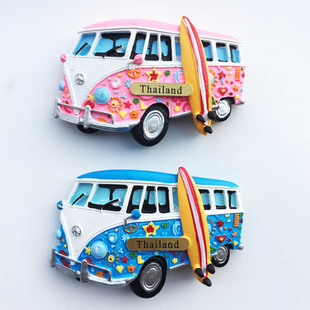 创意磁性冰箱贴泰国普吉岛芭堤雅旅游纪念手工彩绘休旅车工艺品