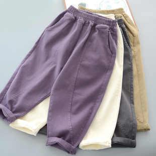 春季儿童设计感休闲裤，男童女童拼接简约长裤，纯棉舒适裤子