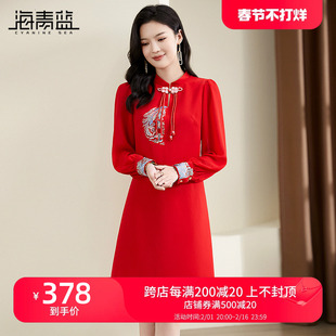 新中式盘扣连衣裙 本命年红色旗袍裙