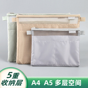 日本natami奈多美多巴胺，a4多功能文件袋，拉链式a5复古半透明网纱袋