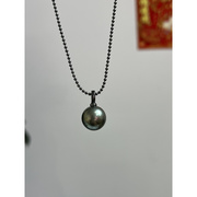 燕玺家925铑银9-10mm正圆，无瑕大溪地黑珍珠，吊坠项链