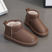 儿童防水雪地靴2023冬季加绒加厚男童短靴女童，宝宝大棉鞋保暖
