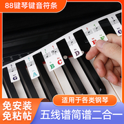 钢琴键盘贴纸电钢琴电子琴琴键，贴键盘条88键五线谱，简谱音符音标贴