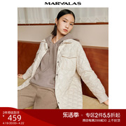 曼德诗衬衫领羽绒服，女短款2023秋冬设计感气质，轻薄款菱格廓形外套