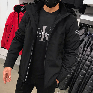 ckcalvinklein男秋冬防风防雨加绒夹棉连帽冲锋衣夹克外套