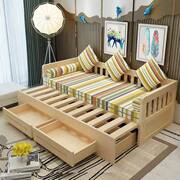 实木沙发床可折叠推拉小户型多功能1.5米客厅1.8单人双人坐卧两用