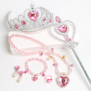 儿童宝石魔法棒项链，手链套装宝宝耳夹小女孩，公主王冠发卡发箍