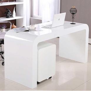 可白色烤漆电脑桌，简约台式桌，写字台时尚办公书桌
