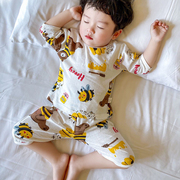 夏季儿童睡衣宝宝家居服套装薄款纯棉半袖空调，服男童中袖女童中裤