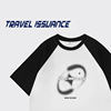 TRAVEL ISSUANCE 黑白拼接 美式复古设计感字母印花宽松bf短袖T恤