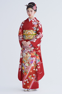 秋冬加厚和服女日本和服正装和风樱之美大振袖和服传统对花大正