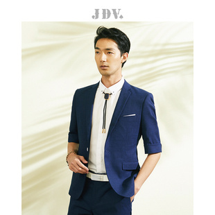 JDV男装夏季休闲绅士修身一粒扣中袖西服外套轻商务
