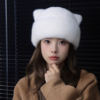 秋冬季皮草帽子女水貂皮毛帽子保暖护耳可爱猫耳朵帽个性减龄