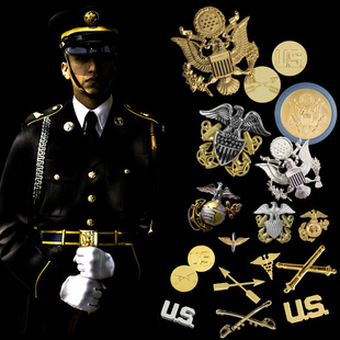 美国兵种领花帽徽军迷金属，徽章陆战队领徽礼服，肩章技能章勋章奖章