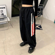 东大门韩国男装美式街头滑板，街舞bboy拼色宽松抽绳收口运动裤