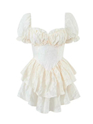 白色茶歇辣妹蕾丝娃娃裙公主蓬蓬，连衣裙短裙法式高级感生日礼服裙